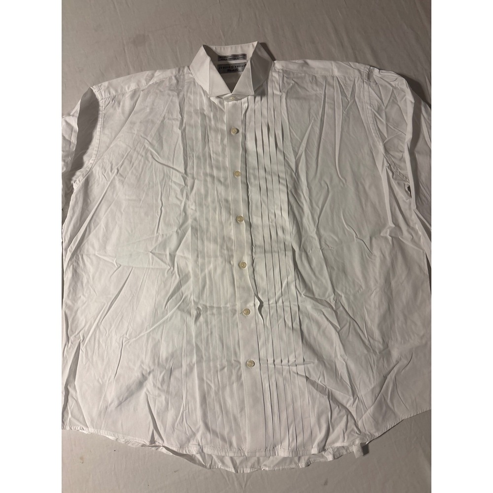 Joseph Abboud Tuxedo Shirt Mens XL White Wing Collar Pleated Bib Front